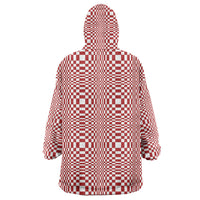Red White Filipino Binakol Motifs Wearable Blanket Hoodie Mabuhay Philippines Festival Kusikus Pattern