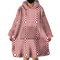 Red White Filipino Binakol Motifs Wearable Blanket Hoodie Mabuhay Philippines Festival Kusikus Pattern
