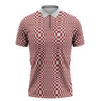 Red White Filipino Binakol Motifs Zipper Polo Shirt Mabuhay Philippines Festival Kusikus Pattern