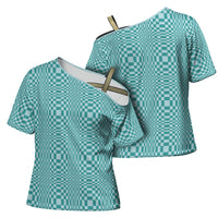 Cyan Filipino Binakol Motifs Cross Shoulder Shirt Mabuhay Philippines Festival Kusikus Pattern