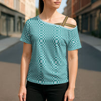 Cyan Filipino Binakol Motifs Cross Shoulder Shirt Mabuhay Philippines Festival Kusikus Pattern