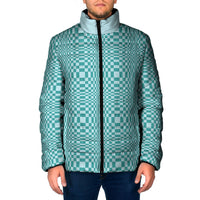 Cyan Filipino Binakol Motifs Padded Jacket Mabuhay Philippines Festival Kusikus Pattern