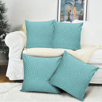 Cyan Filipino Binakol Motifs Pillow Cover Mabuhay Philippines Festival Kusikus Pattern
