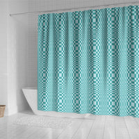 Cyan Filipino Binakol Motifs Shower Curtain Mabuhay Philippines Festival Kusikus Pattern