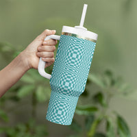 Cyan Filipino Binakol Motifs Tumbler With Handle Mabuhay Philippines Festival Kusikus Pattern