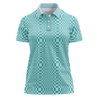 Cyan Filipino Binakol Motifs Women Polo Shirt Mabuhay Philippines Festival Kusikus Pattern