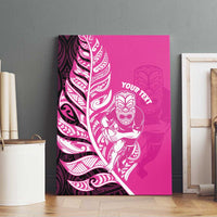 New Zealand Silver Fern Rugby Custom Canvas Wall Art All Black Maori Pattern Pink - Polynesian Pride
