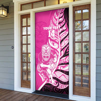 New Zealand Silver Fern Rugby Custom Door Cover All Black Maori Pattern Pink - Polynesian Pride