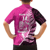 New Zealand Silver Fern Rugby Custom Family Matching Long Sleeve Bodycon Dress and Hawaiian Shirt All Black Maori Pattern Pink - Polynesian Pride