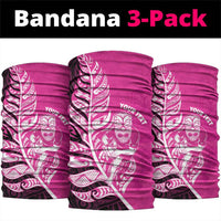 New Zealand Silver Fern Rugby Custom Neck Gaiter All Black Maori Pattern Pink - Polynesian Pride