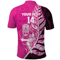 New Zealand Silver Fern Rugby Custom Polo Shirt All Black Maori Pattern Pink - Polynesian Pride