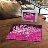 New Zealand Silver Fern Rugby Custom Puzzle All Black Maori Pattern Pink - Polynesian Pride