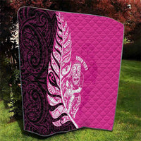 New Zealand Silver Fern Rugby Custom Quilt All Black Maori Pattern Pink - Polynesian Pride
