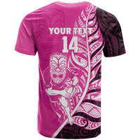 New Zealand Silver Fern Rugby Custom T Shirt All Black Maori Pattern Pink - Polynesian Pride