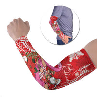 Personalized Hawaii Christmas Arm Sleeves Mele Kalikimaka Chilling Shaka Santa Flamingo - Polynesian Pride
