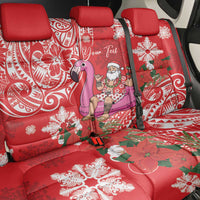 Personalized Hawaii Christmas Back Car Seat Cover Mele Kalikimaka Chilling Shaka Santa Flamingo - Polynesian Pride