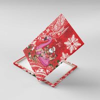 Personalized Hawaii Christmas Canvas Wall Art Mele Kalikimaka Chilling Shaka Santa Flamingo - Polynesian Pride