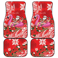 Personalized Hawaii Christmas Car Mats Mele Kalikimaka Chilling Shaka Santa Flamingo - Polynesian Pride