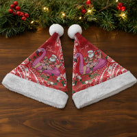 Personalized Hawaii Christmas Santa Hat Mele Kalikimaka Chilling Shaka Santa Flamingo - Polynesian Pride