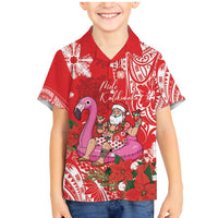 Personalized Hawaii Christmas Family Matching Mermaid Dress and Hawaiian Shirt Mele Kalikimaka Chilling Shaka Santa Flamingo - Polynesian Pride
