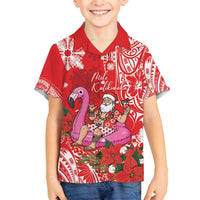 Personalized Hawaii Christmas Family Matching Puletasi and Hawaiian Shirt Mele Kalikimaka Chilling Shaka Santa Flamingo - Polynesian Pride
