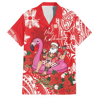 Personalized Hawaii Christmas Family Matching Summer Maxi Dress and Hawaiian Shirt Mele Kalikimaka Chilling Shaka Santa Flamingo - Polynesian Pride