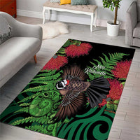 Meri Kirihimete New Zealand Area Rug Piwakawaka Koru Fern Mix Pohutukawa - Polynesian Pride