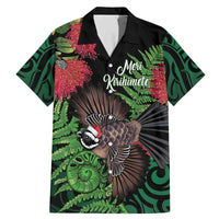 Meri Kirihimete New Zealand Family Matching Mermaid Dress and Hawaiian Shirt Piwakawaka Koru Fern Mix Pohutukawa - Polynesian Pride