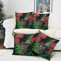 Meri Kirihimete New Zealand Pillow Cover Piwakawaka Koru Fern Mix Pohutukawa - Polynesian Pride
