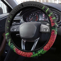 Meri Kirihimete New Zealand Steering Wheel Cover Piwakawaka Koru Fern Mix Pohutukawa - Polynesian Pride