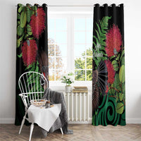 Meri Kirihimete New Zealand Window Curtain Piwakawaka Koru Fern Mix Pohutukawa - Polynesian Pride