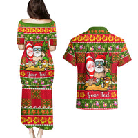 Personalised Hawaii Surfing Santa Christmas Couples Matching Puletasi Dress and Hawaiian Shirt Tropical Pineapple Mele Kalikimaka Quilt Pattern LT14 - Polynesian Pride
