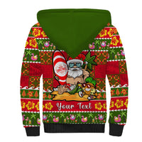 Personalised Hawaii Surfing Santa Christmas Sherpa Hoodie Tropical Pineapple Mele Kalikimaka Quilt Pattern LT14 - Polynesian Pride