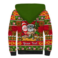 Personalised Hawaii Surfing Santa Christmas Sherpa Hoodie Tropical Pineapple Mele Kalikimaka Quilt Pattern LT14 - Polynesian Pride
