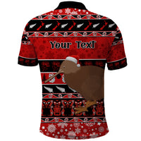 Personalised New Zealand Christmas Polo Shirt Aotearoa Kiwi Meri Kirihimete Red Version LT14 - Polynesian Pride