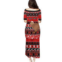 Personalised New Zealand Christmas Puletasi Aotearoa Kiwi Meri Kirihimete Red Version LT14 - Polynesian Pride