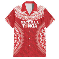 Custom Tonga Mate Maa Family Matching Tank Maxi Dress and Hawaiian Shirt Go Champions Tongan Ngatu - Red LT14 Dad's Shirt - Short Sleeve Red - Polynesian Pride