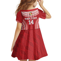 Custom Tonga Mate Maa Kid Short Sleeve Dress Go Champions Tongan Ngatu - Red