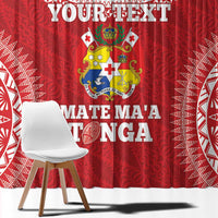 Custom Tonga Mate Maa Window Curtain Go Champions Tongan Ngatu - Red