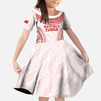Custom Tonga Mate Maa Family Matching Long Sleeve Bodycon Dress and Hawaiian Shirt Go Champions Tongan Ngatu - White LT14 Daughter's Dress White - Polynesian Pride