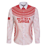 Custom Tonga Mate Maa Family Matching Off The Shoulder Long Sleeve Dress and Hawaiian Shirt Go Champions Tongan Ngatu - White LT14 Dad's Shirt - Long Sleeve White - Polynesian Pride