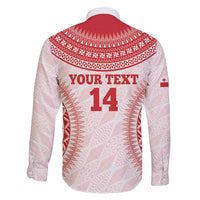 Custom Tonga Mate Maa Family Matching Short Sleeve Bodycon Dress and Hawaiian Shirt Go Champions Tongan Ngatu - White LT14 - Polynesian Pride