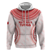 Custom Tonga Mate Maa Hoodie Go Champions Tongan Ngatu - White LT14 Zip Hoodie White - Polynesian Pride