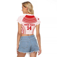 Custom Tonga Mate Maa Raglan Cropped T Shirt Go Champions Tongan Ngatu - White