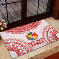 Custom Tonga Mate Maa Rubber Doormat Go Champions Tongan Ngatu - White