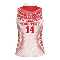 Custom Tonga Mate Maa Women Sleeveless Polo Shirt Go Champions Tongan Ngatu - White LT14 - Polynesian Pride