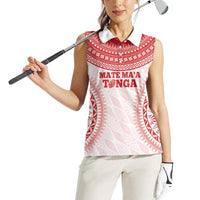Custom Tonga Mate Maa Women Sleeveless Polo Shirt Go Champions Tongan Ngatu - White LT14 - Polynesian Pride