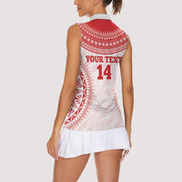 Custom Tonga Mate Maa Women Sleeveless Polo Shirt Go Champions Tongan Ngatu - White LT14 - Polynesian Pride