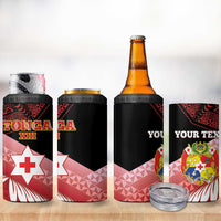 Personalised Mate Maa Tonga XIII 4 in 1 Can Cooler Tumbler Tongan Kupesi Ngatu - Rugby Style