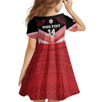 Custom Mate Maa Tonga XIII Family Matching Long Sleeve Bodycon Dress and Hawaiian Shirt Tongan Kupesi Ngatu - Rugby Style LT14 - Polynesian Pride